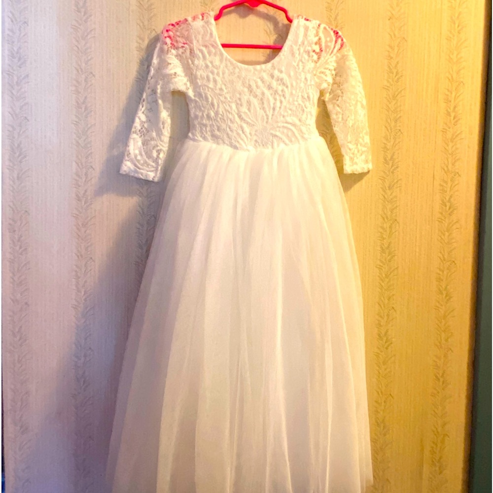 2T , 2 bunnies party dress, white